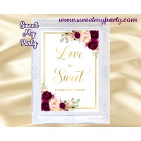 Burgundy Love is Sweet sign, Gold love is sweet sign, (61c)